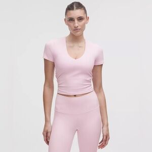 Lululemon All It Takes Ribbed Nulu V-Neck T-Shirt in Blissful Pink